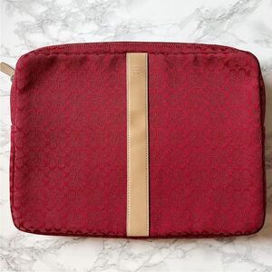 Coach Signature canvas zip around laptop computer case bag